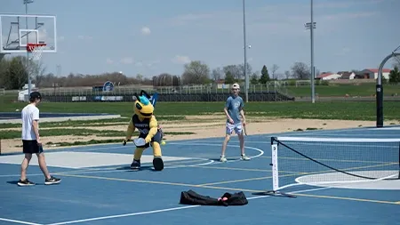 Outdoor pickleball and basketball court